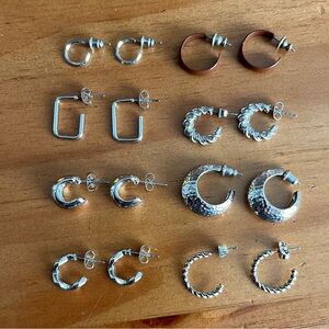Eight Pairs of Small Hoop Style Post Earrings